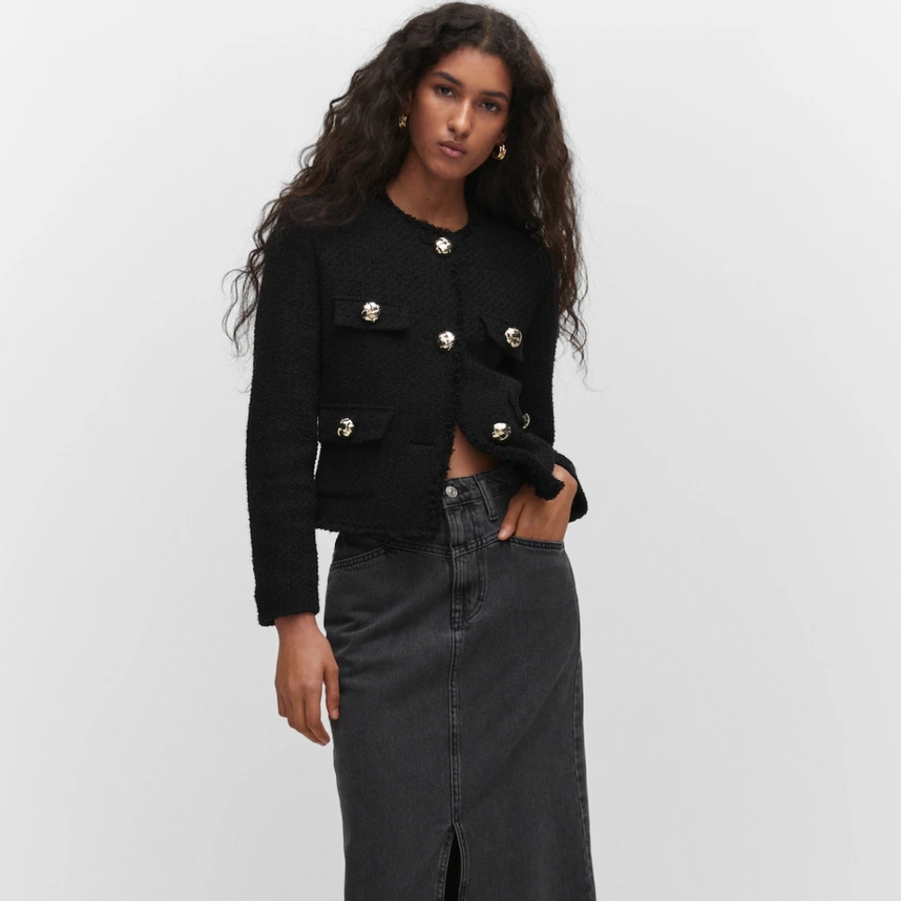 Mango Tweed Jacket with Pockets